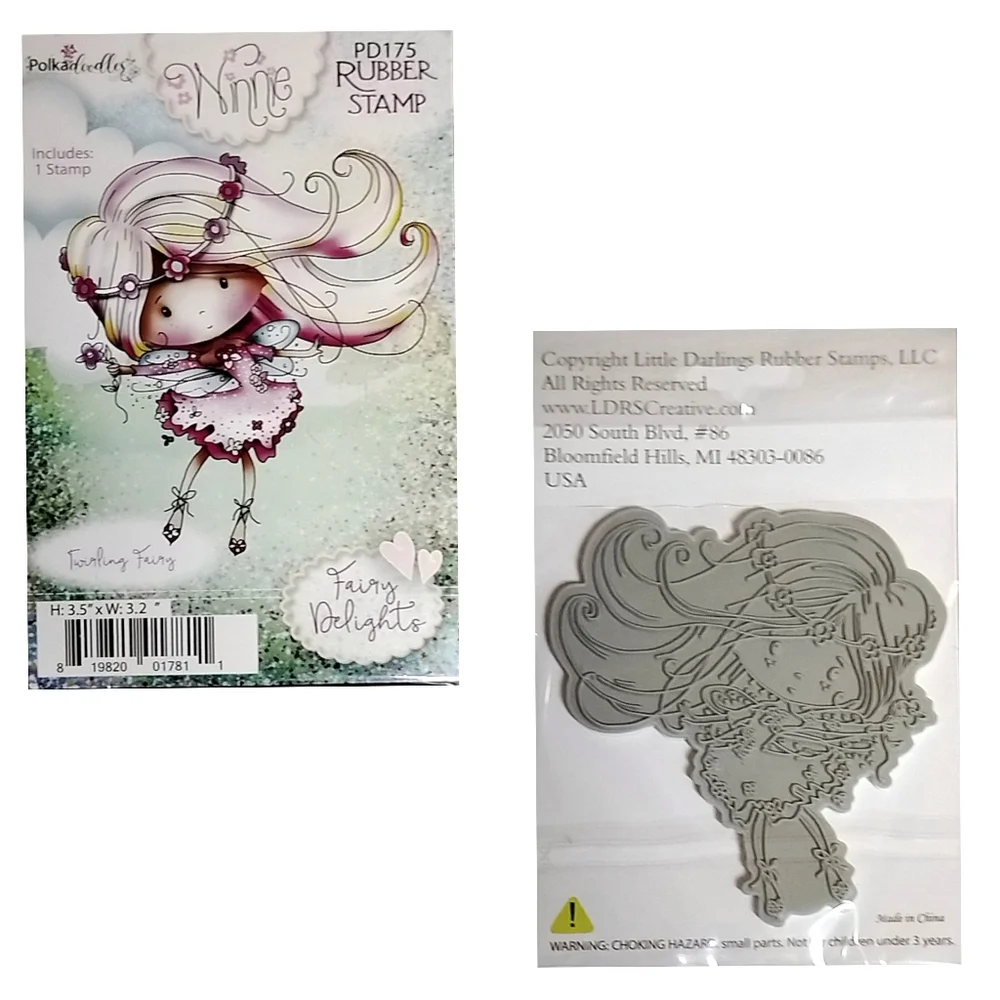 Polkadoodles Fairy Delights Winnie Rubber Stamps 3-Pc Set NWT.